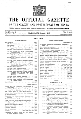 The Official Gazette of the Colony and Proteci'orate of Kenya