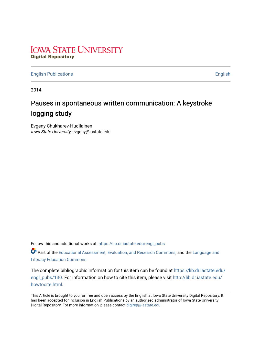Pauses in Spontaneous Written Communication: a Keystroke Logging Study