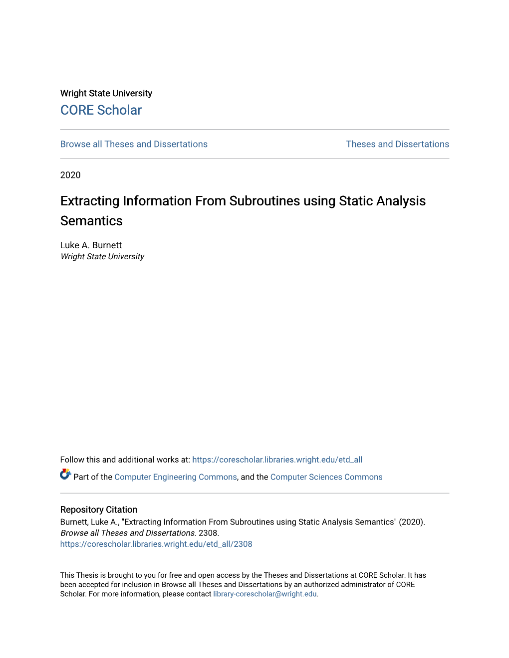 Extracting Information from Subroutines Using Static Analysis Semantics