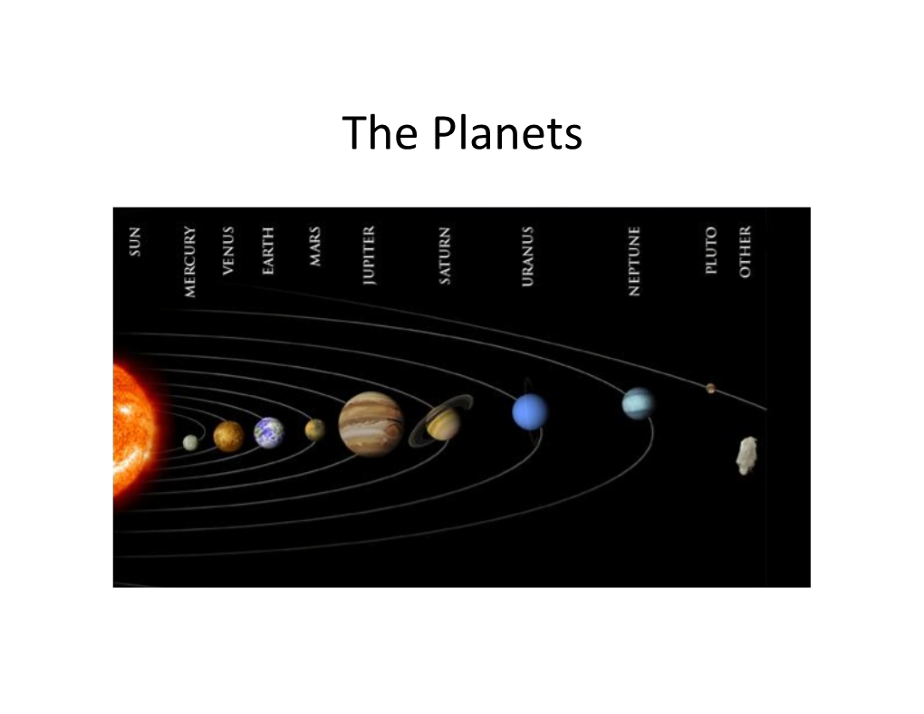 The Planets Where We Are Headed in the Next Few Lectures