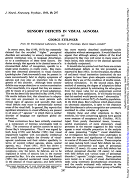 Sensory Deficits in Visual Agnosia