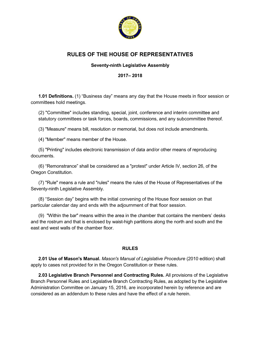 Rules of the House of Representatives