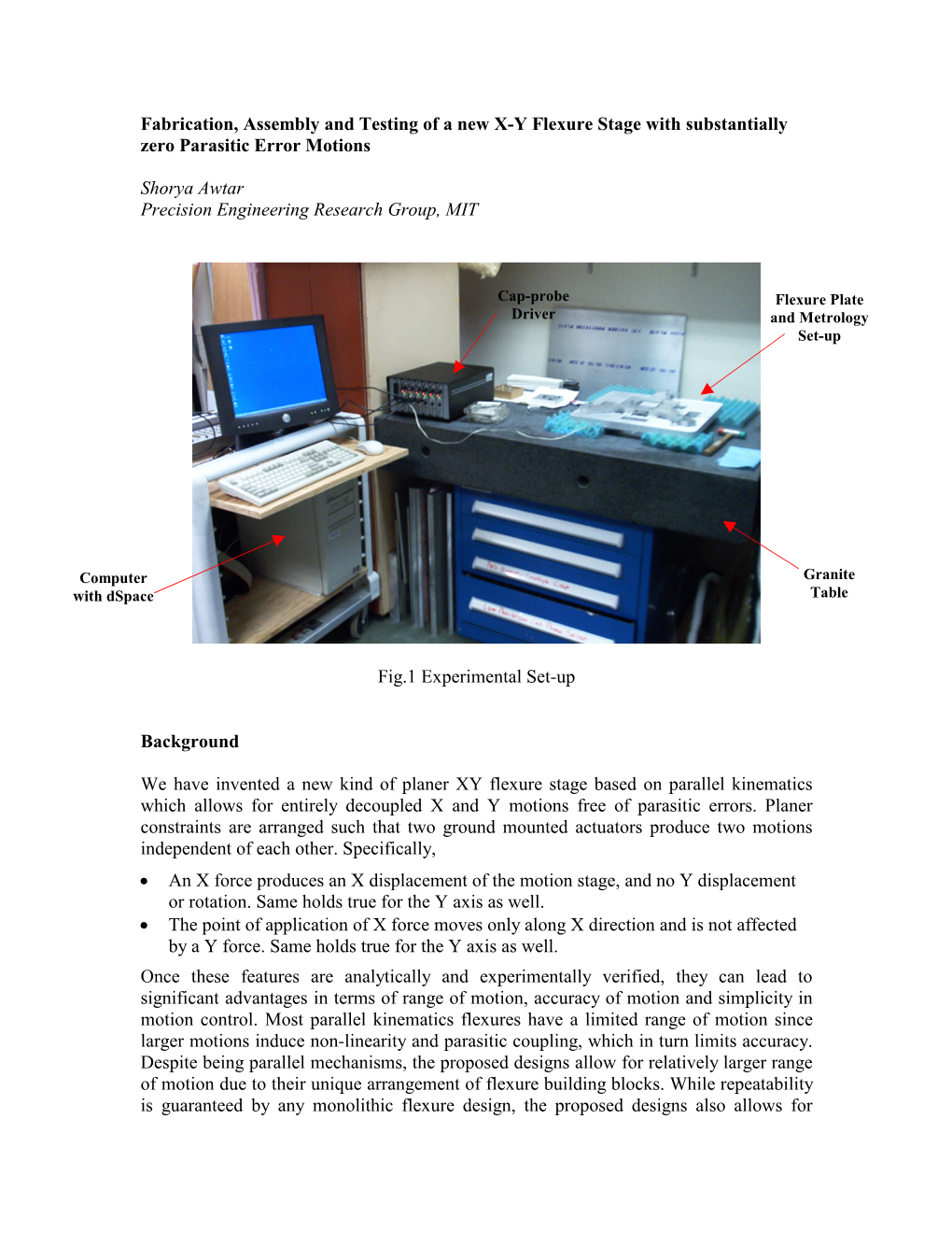 Fabrication, Assembly and Testing of a New X-Y Flexure Stage with Substantially Zero Parasitic Error Motions