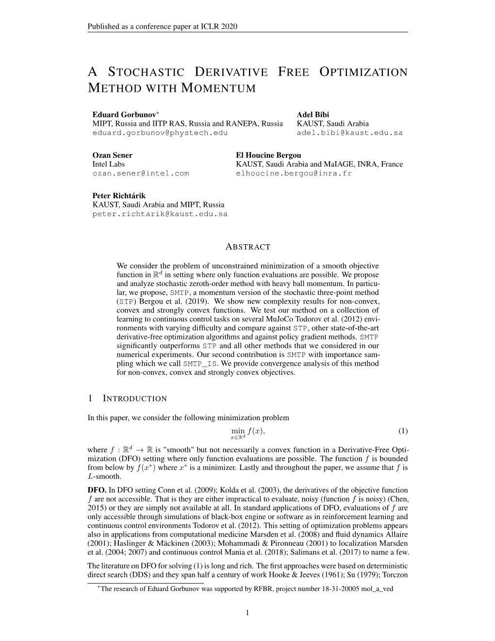 Stochastic Derivative Free Optimization Methodwith Momentum