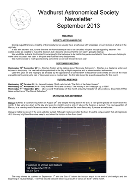 Wadhurst Astronomical Society Newsletter September 2013