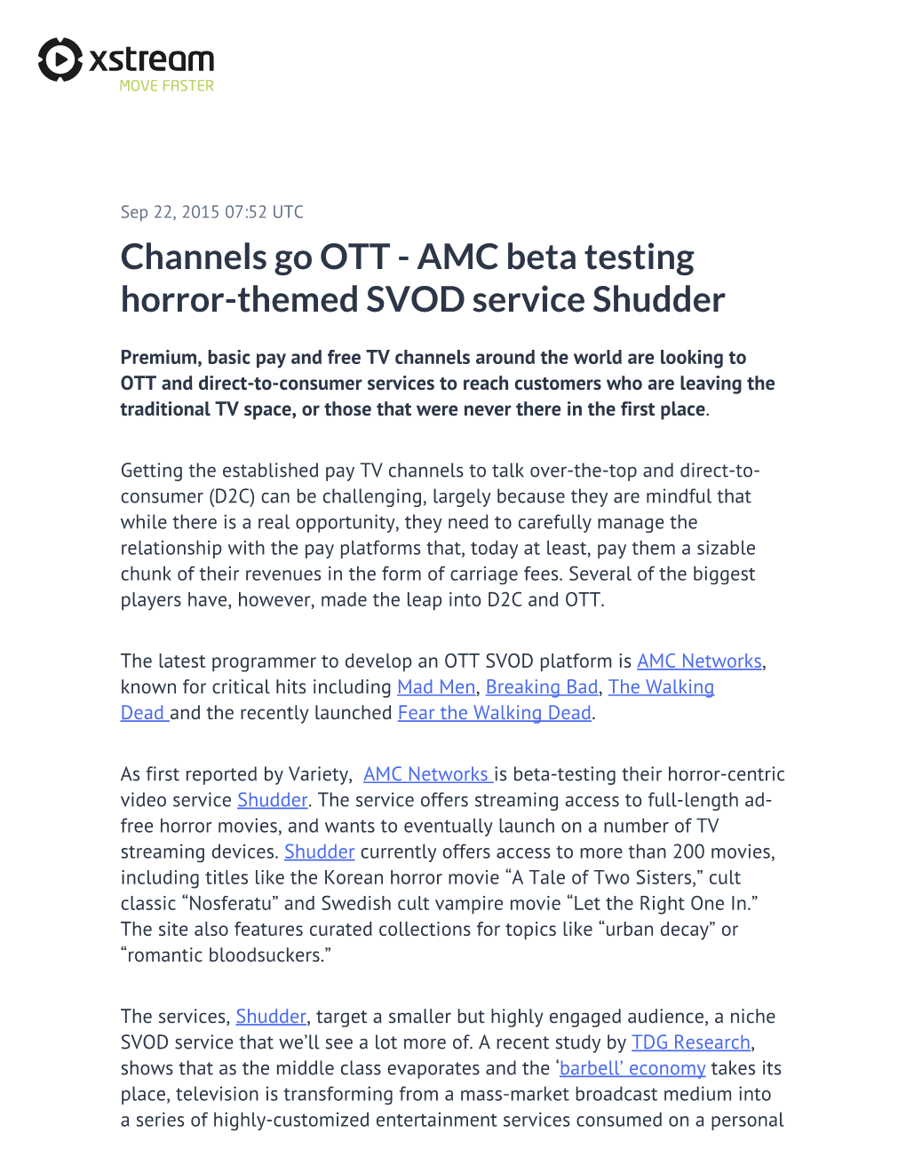 Channels Go OTT - AMC Beta Testing Horror-Themed SVOD Service Shudder