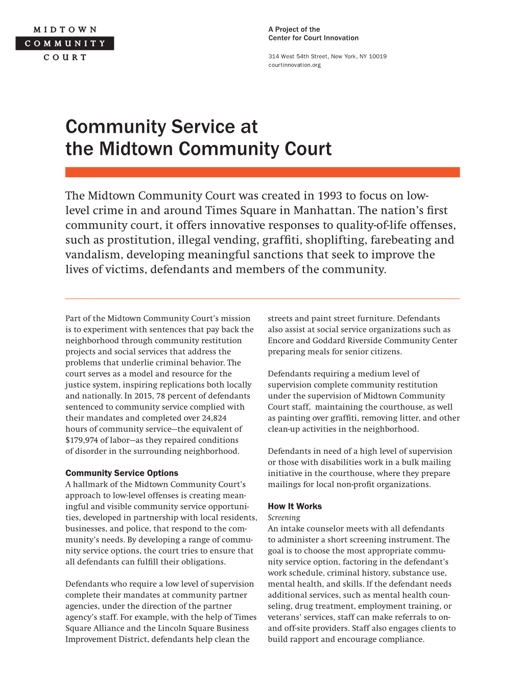 Community Service at the Midtown Community Court