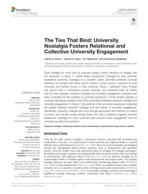 The Ties That Bind: University Nostalgia Fosters Relational and Collective University Engagement