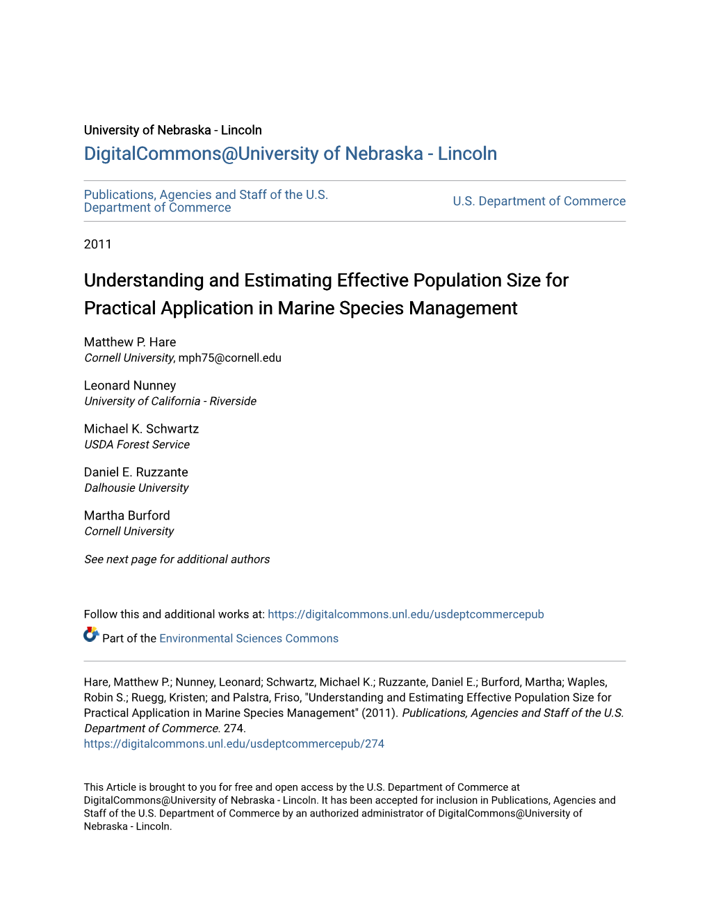 Understanding and Estimating Effective Population Size for Practical Application in Marine Species Management