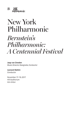 New York Philharmonic Bernstein’S Philharmonic: a Centennial Festival