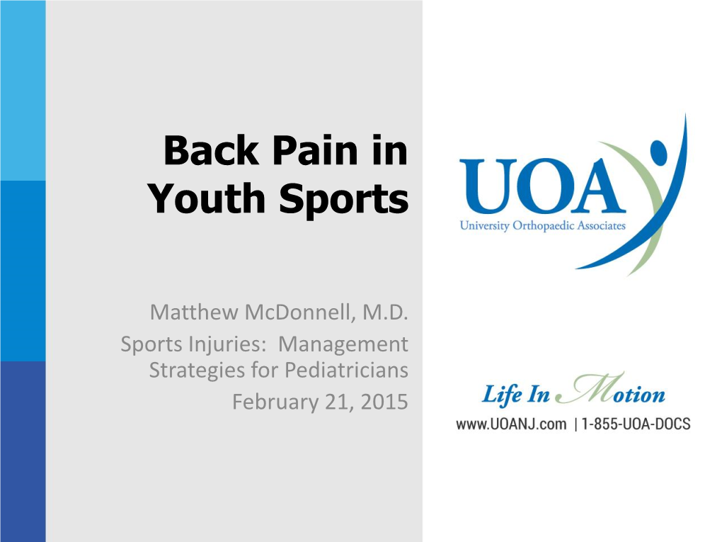 Back Pain in Youth Sports