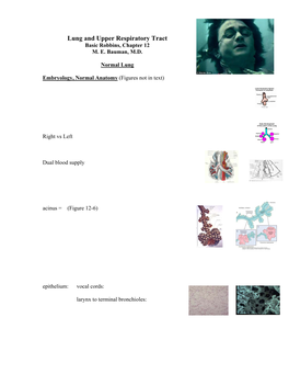 Lung and Upper Respiratory Tract Basic Robbins, Chapter 12 M