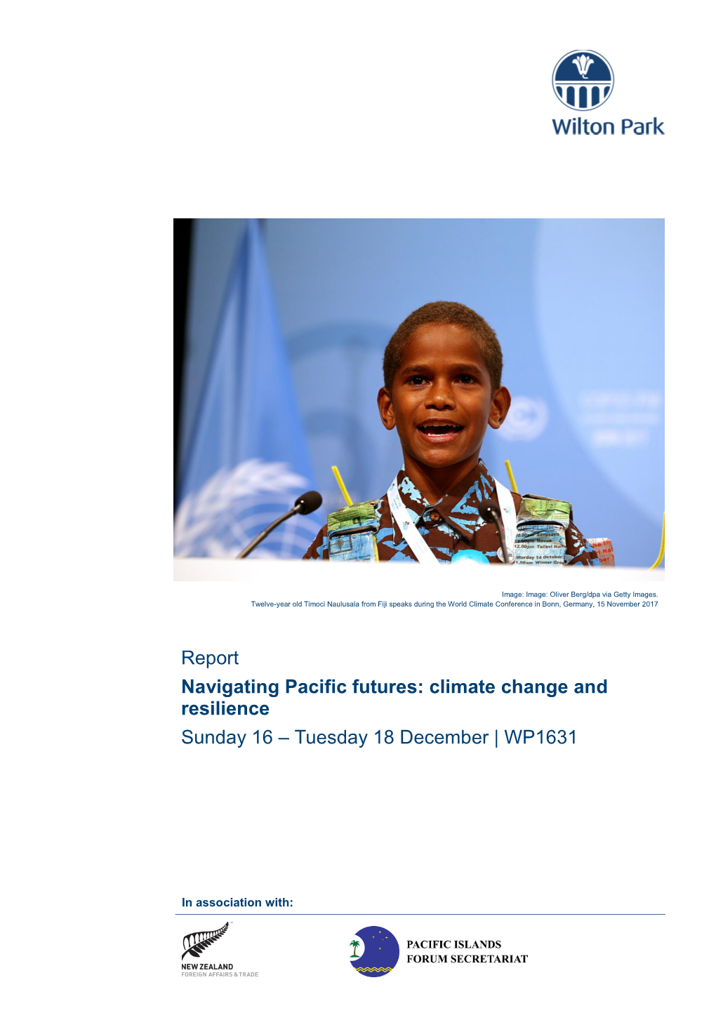 Navigating Pacific Futures: Climate Change and Resilience Sunday 16 – Tuesday 18 December | WP1631
