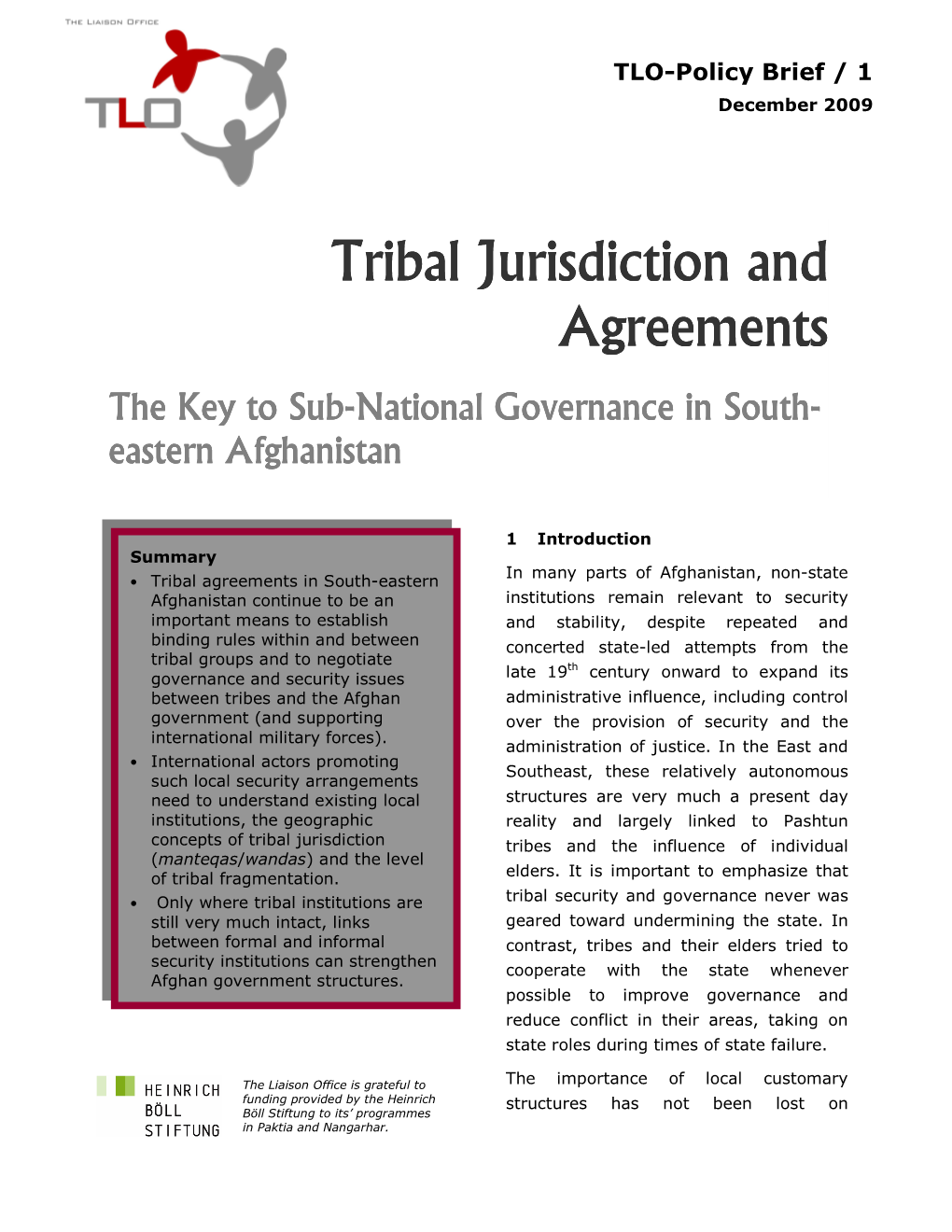 Tribal Jurisdiction and Agreements