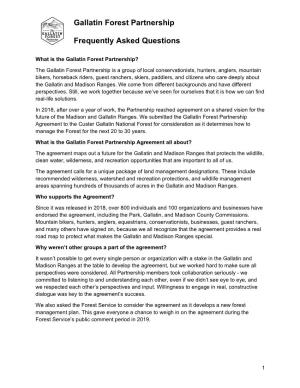 Gallatin Forest Partnership Frequently Asked Questions