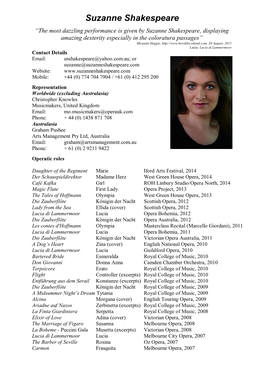 Suzanne Shakespeare CV