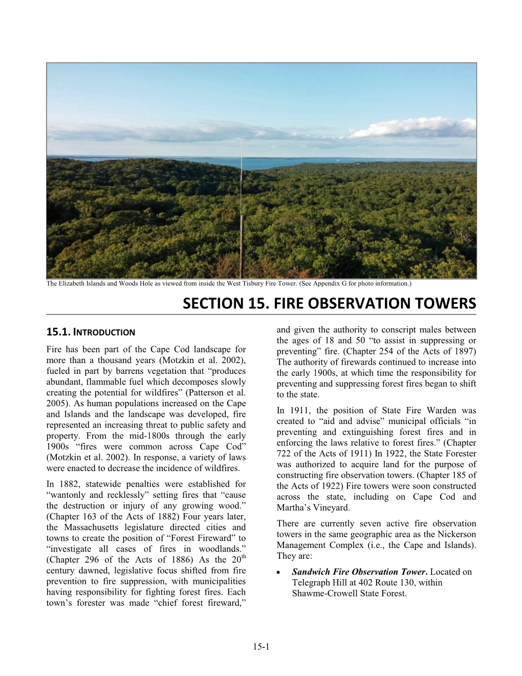 Section 15. Fire Observation Towers