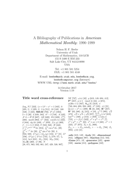 A Bibliography of Publications in American Mathematical Monthly: 1990–1999