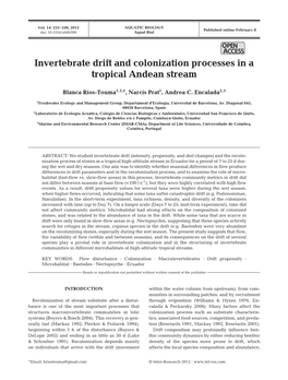 Invertebrate Drift and Colonization Processes in a Tropical Andean Stream