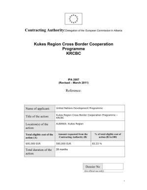 Kukes Region Cross Border Cooperation Programme KRCBC