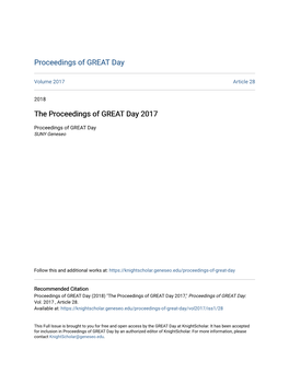 The Proceedings of GREAT Day 2017