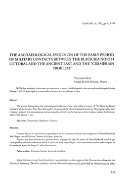 The Archaeological Evidences of the Early Period of Military Contacts Between the Black Sea North Littoral and the Ancient East and the "Cimmerian Problem"