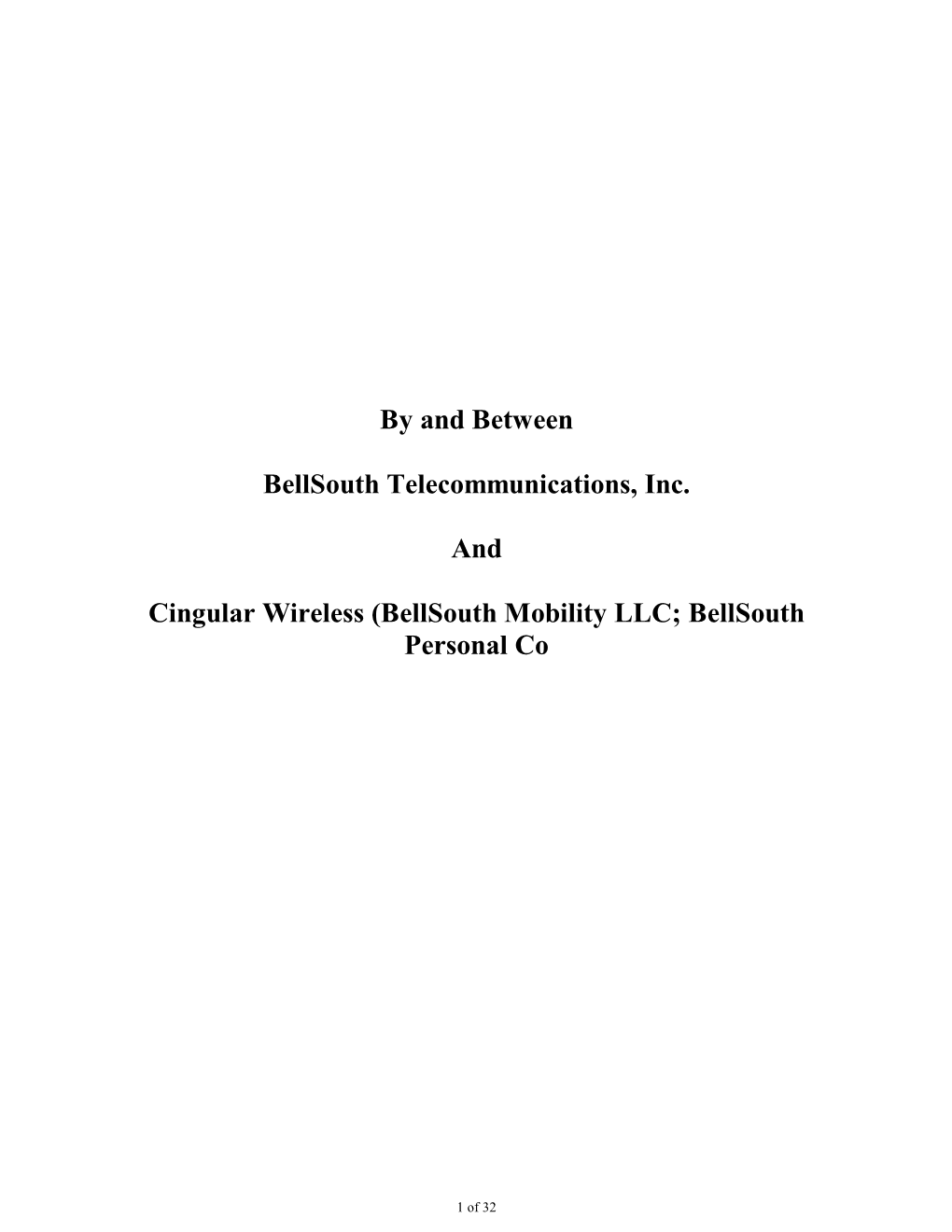 Bellsouth Mobility LLC Dba Cingular Wireless And, Bellsouth Personal