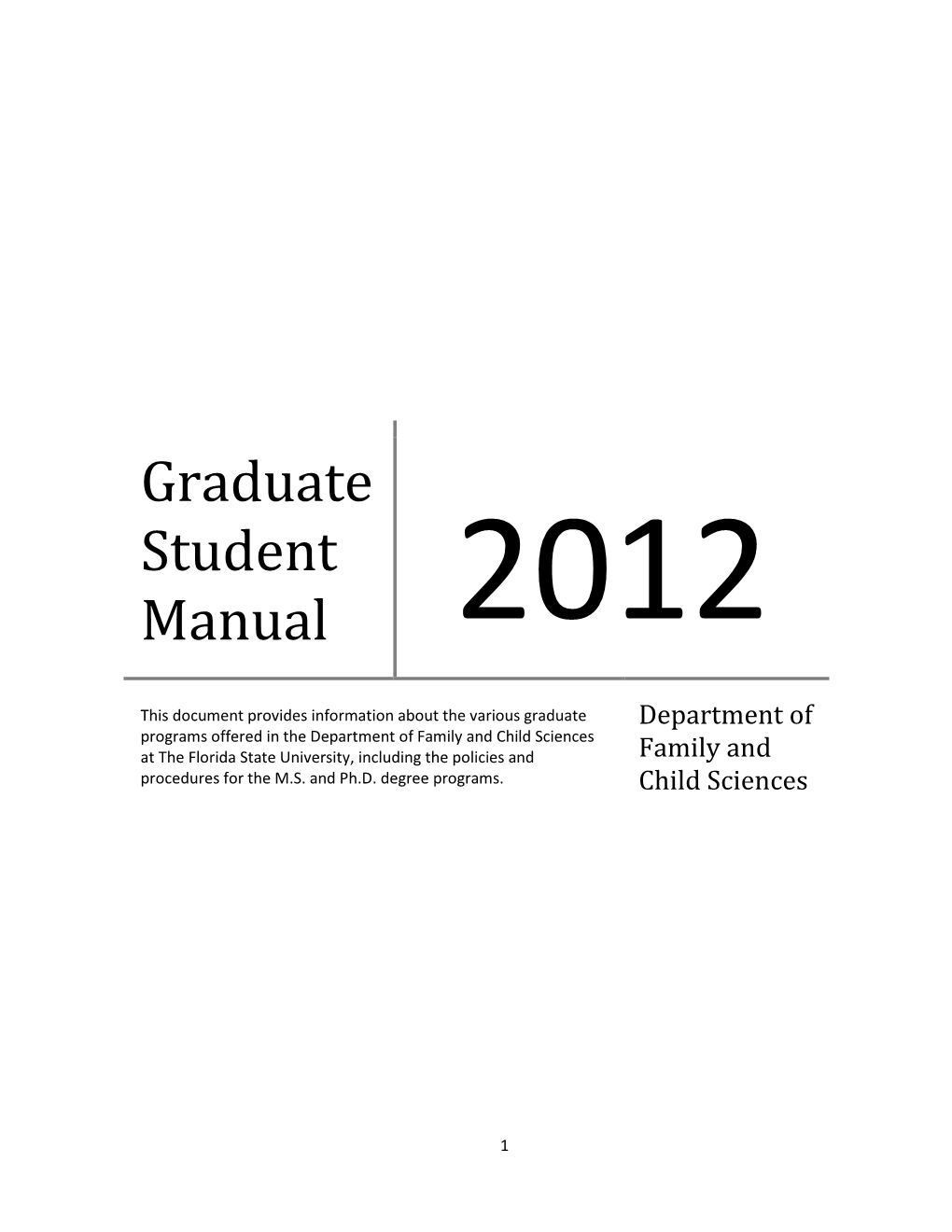 Graduate Student Manual 2012