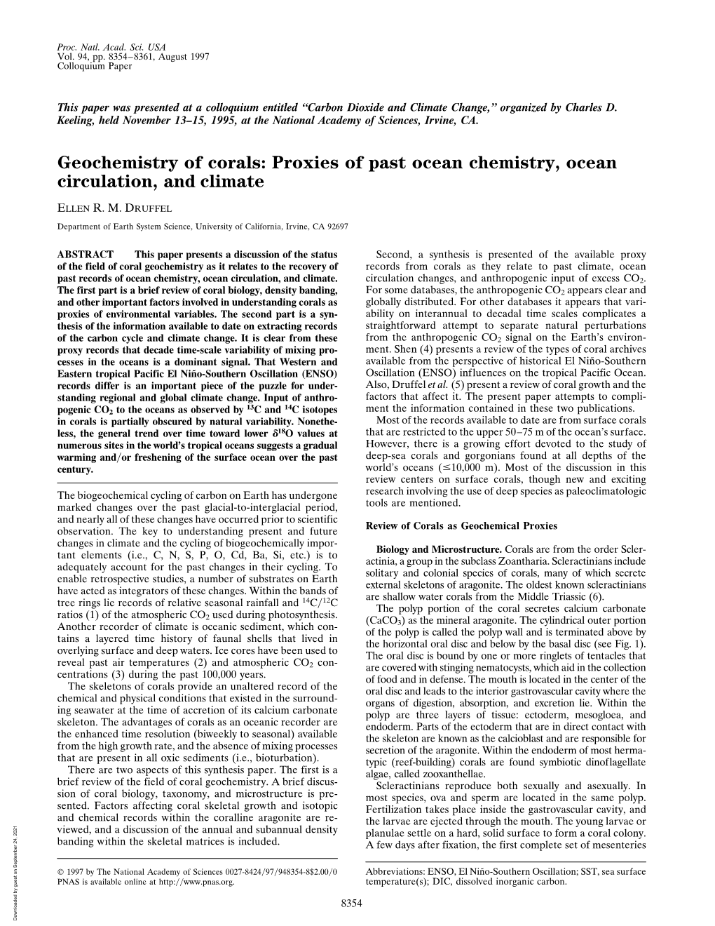 Geochemistry of Corals: Proxies of Past Ocean Chemistry, Ocean Circulation, and Climate