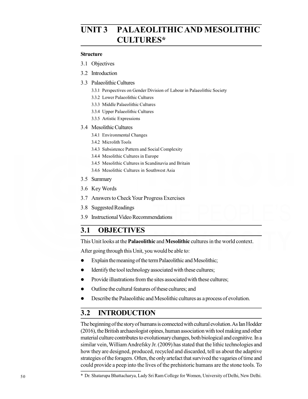 Unit 3 Palaeolithic and Mesolithic Cultures*