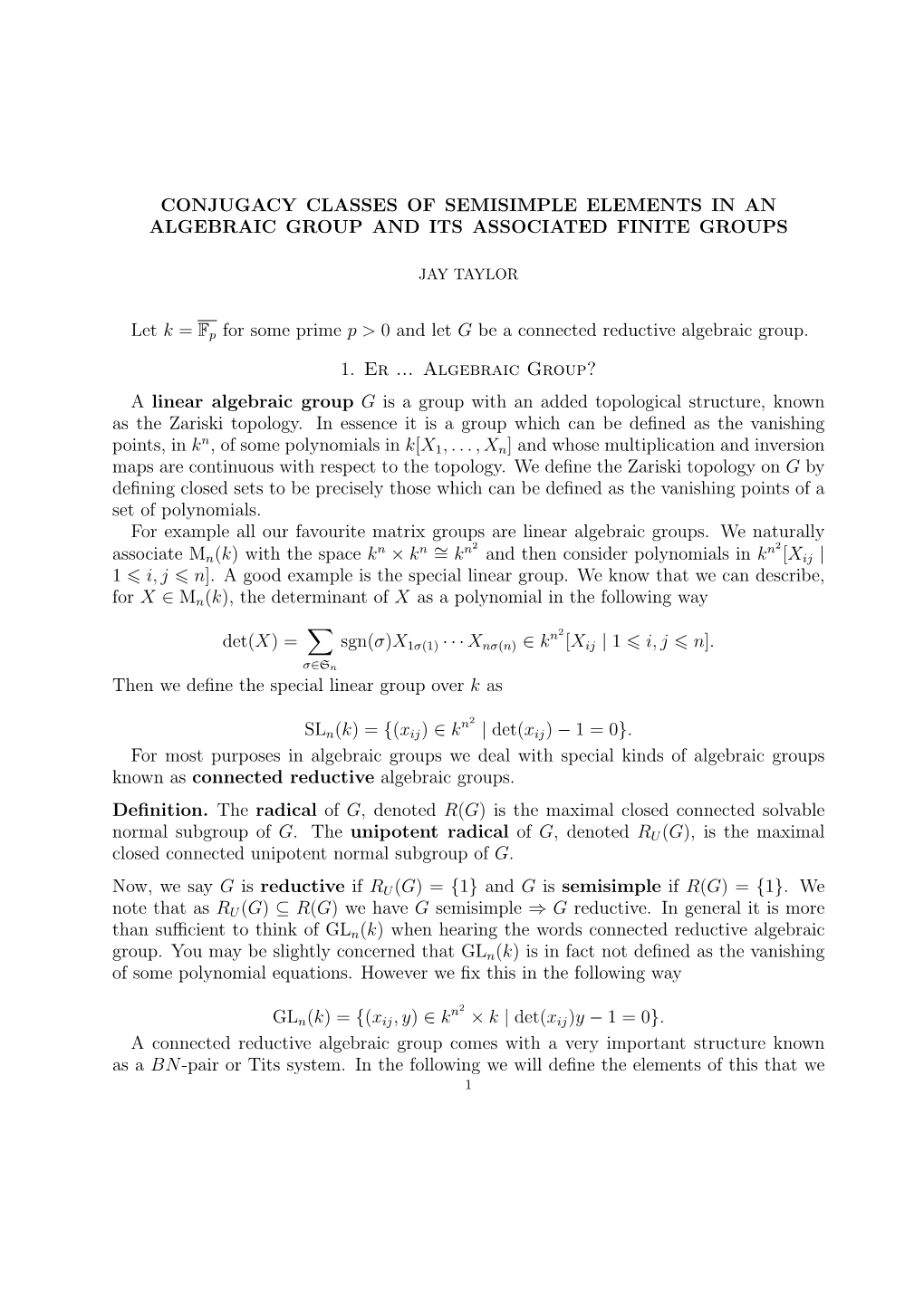 Conjugacy Classes of Semisimple Elements in an Algebraic Group and Its Associated Finite Groups