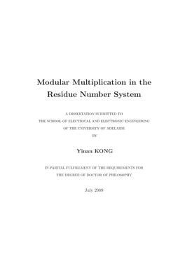 Modular Multiplication in the Residue Number System