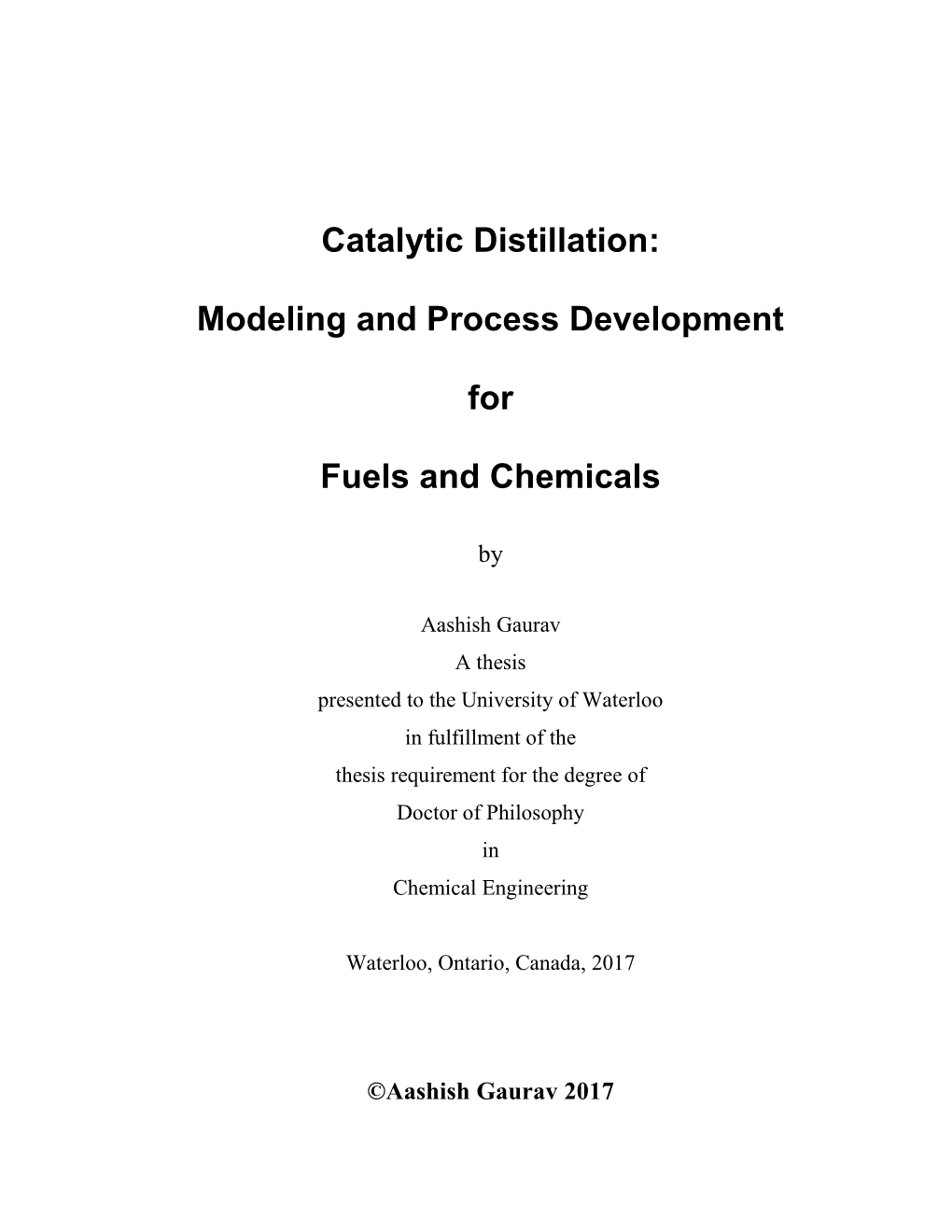 Catalytic Distillation