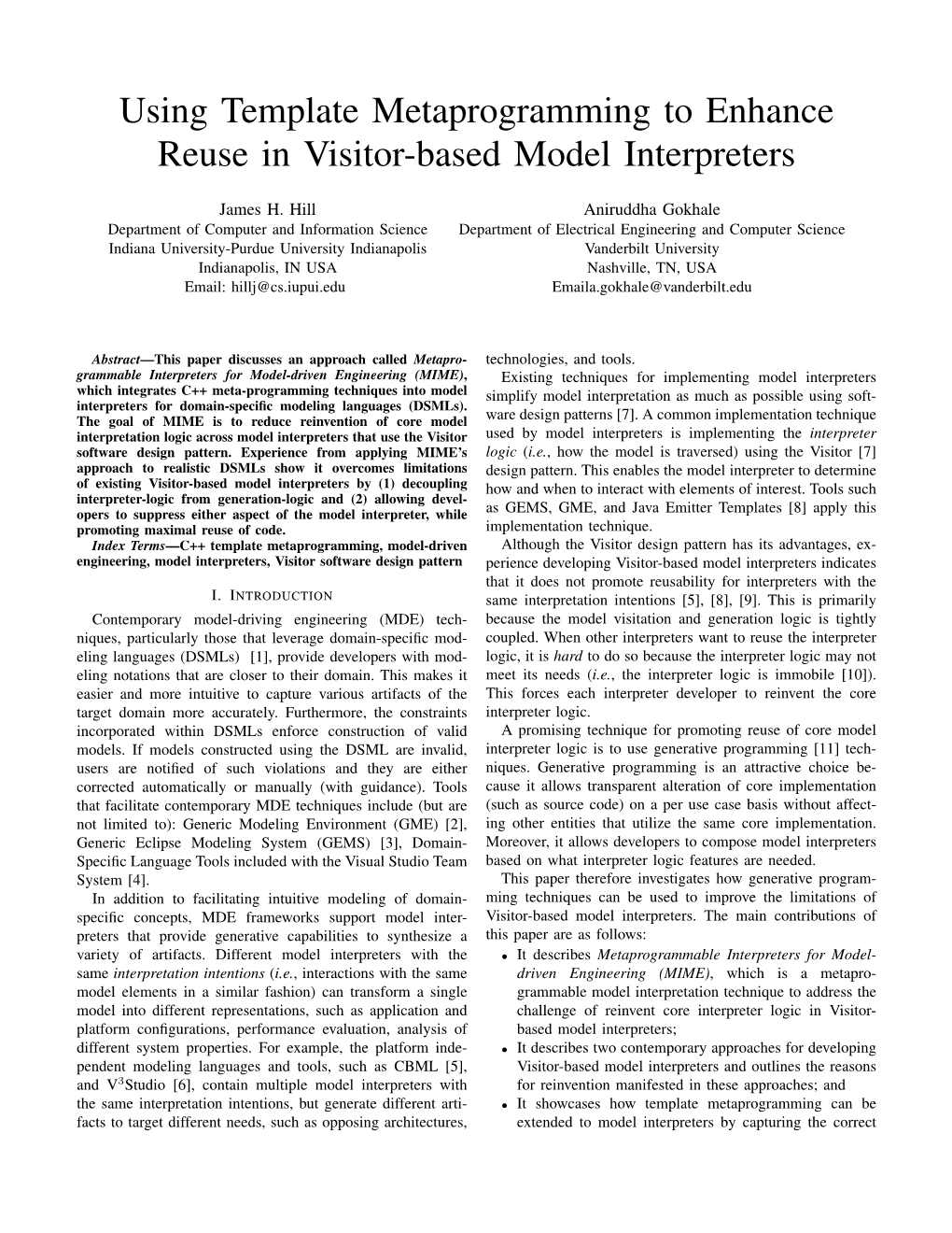 Using Template Metaprogramming to Enhance Reuse in Visitor-Based Model Interpreters