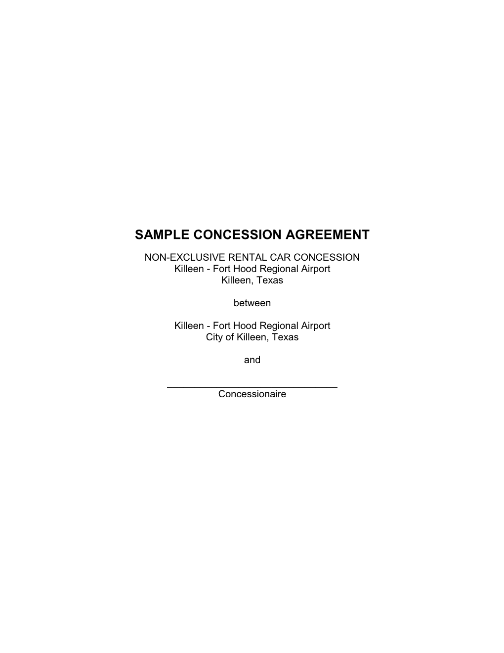 Sample Concession Agreement
