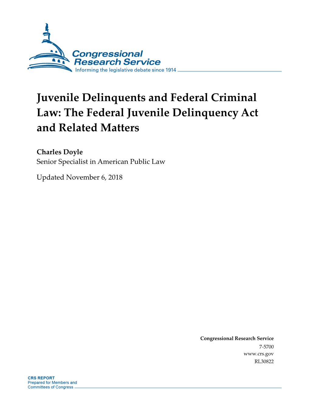 The Federal Juvenile Delinquency Act and Related Matters