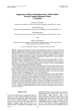 Origin and Evolution of Formation Waters, Alberta Basin, Western Canada Sedimentary Basin. I. Chemistry