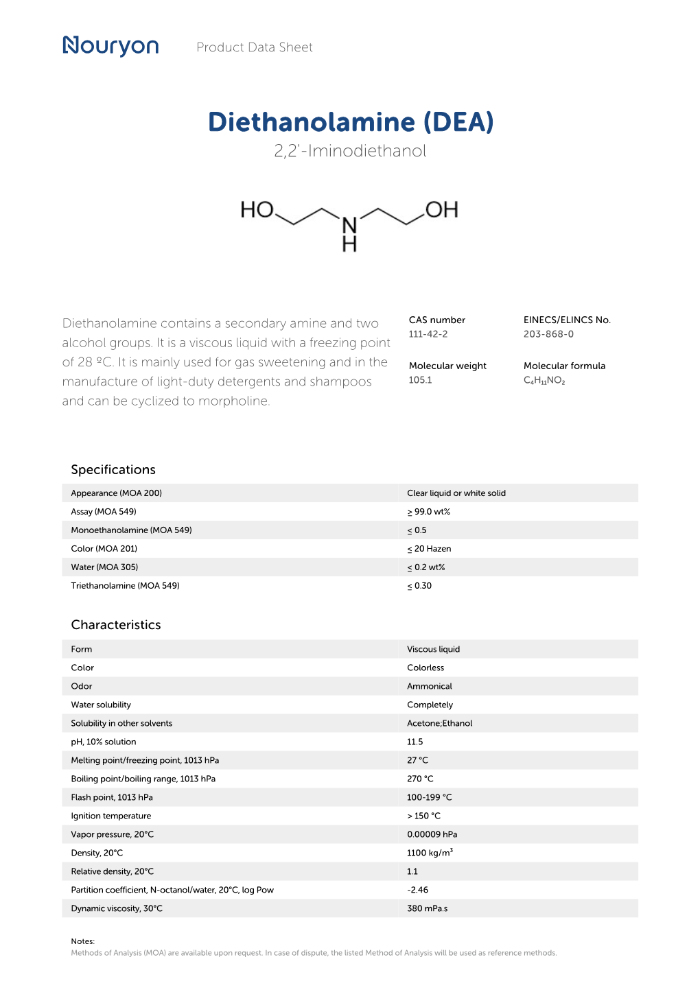 Diethanolamine (DEA) 2,2'-Iminodiethanol
