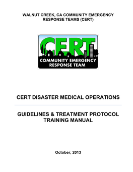 Cert Disaster Medical Operations Guidelines & Treatment Protocol