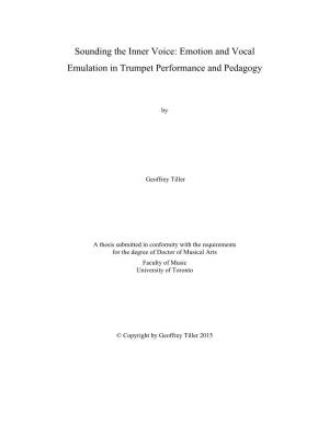 Emotion and Vocal Emulation in Trumpet Performance and Pedagogy