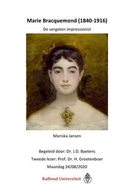 Marie Bracquemond (1840-1916) De Vergeten Impressionist