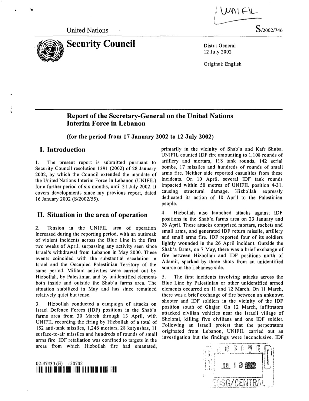 Security Council Distr.: General 12 July 2002