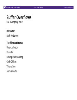 Buffer Overflows Buffer Overflows