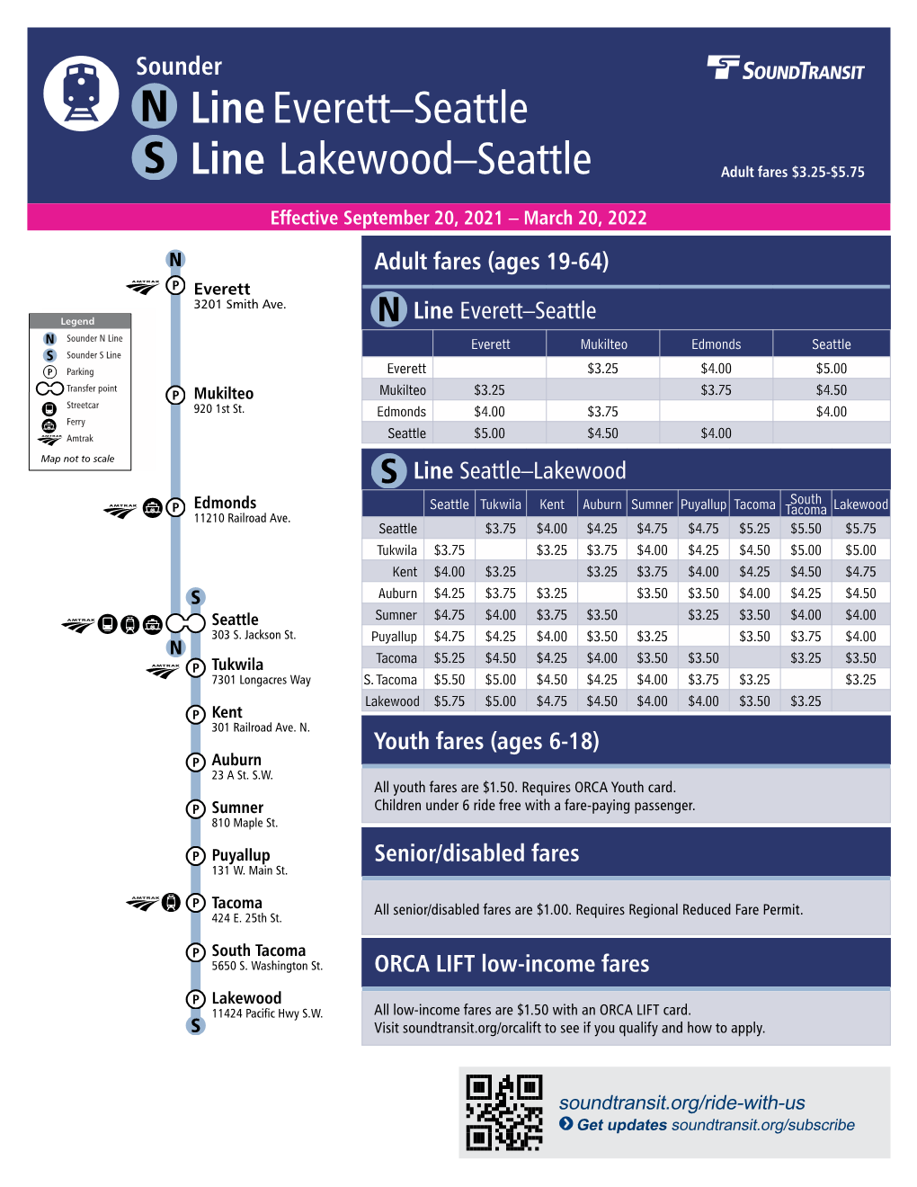 And Sounder South S Line (Lakewood/Tacoma – Seattle)