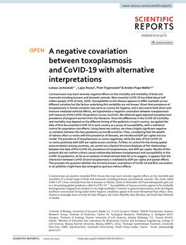 A Negative Covariation Between Toxoplasmosis and Covid-19 With