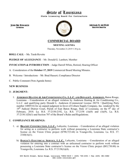 State of Louisiana State Licensing Board for Contractors