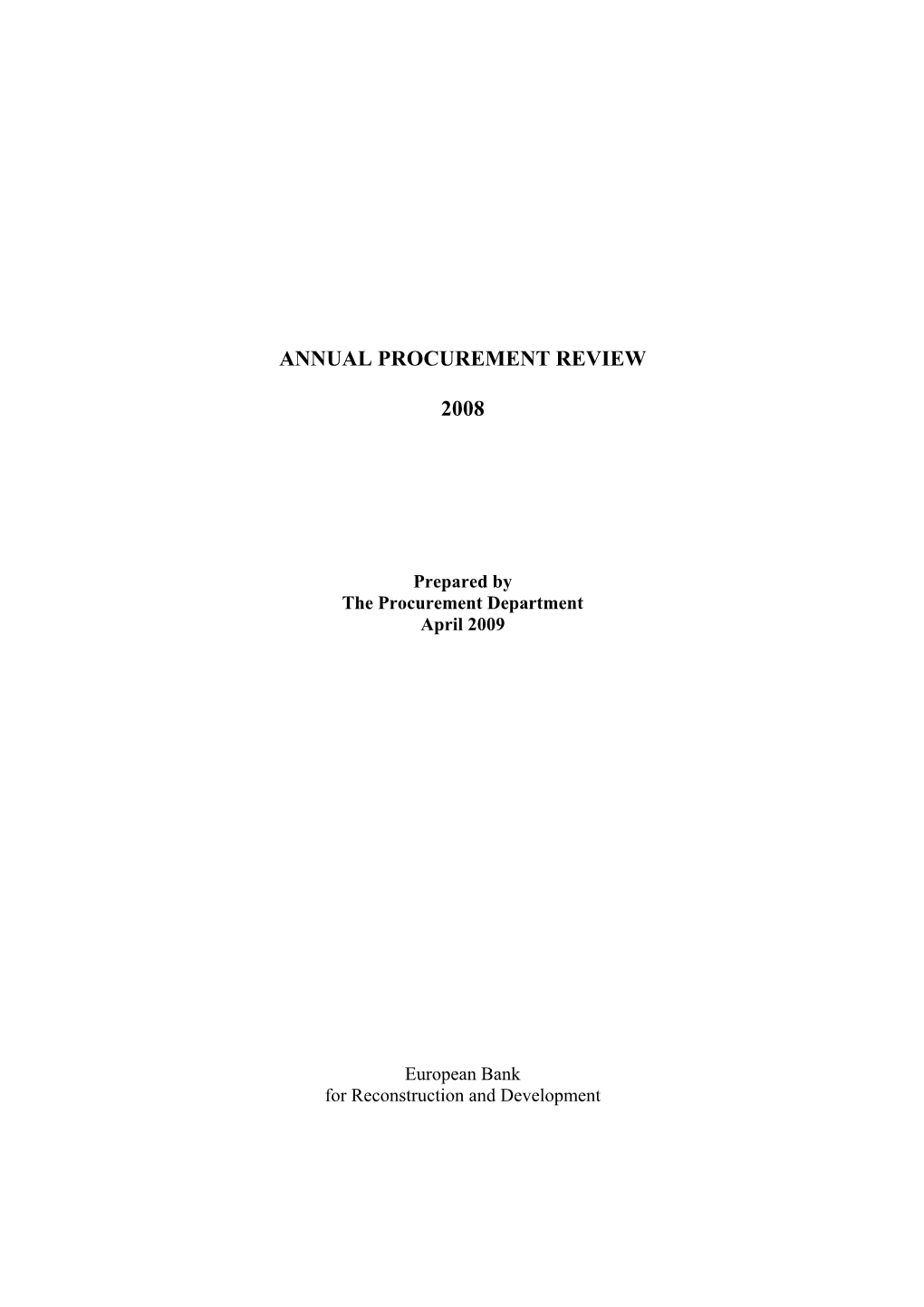 Annual Procurement Review 2008