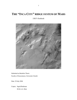 Inca City” Ridge System of Mars