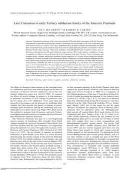 Late Cretaceous to Early Tertiary Subduction History of the Antarctic Peninsula