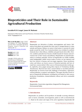Biopesticides and Their Role in Sustainable Agricultural Production